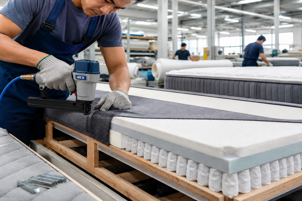 manfaat staples tembak untuk industri bedding kasur
